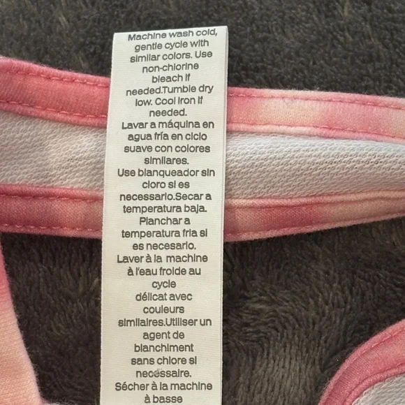 Pink Tie-Dye Long Sleeve Top with cross over straps and peekaboo hole in back - Picture 11 of 11